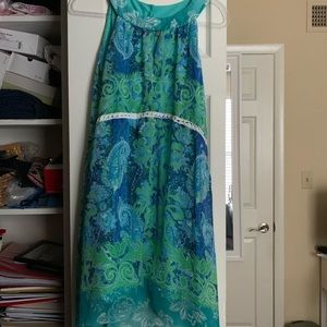Green and Blue Tropical Dress